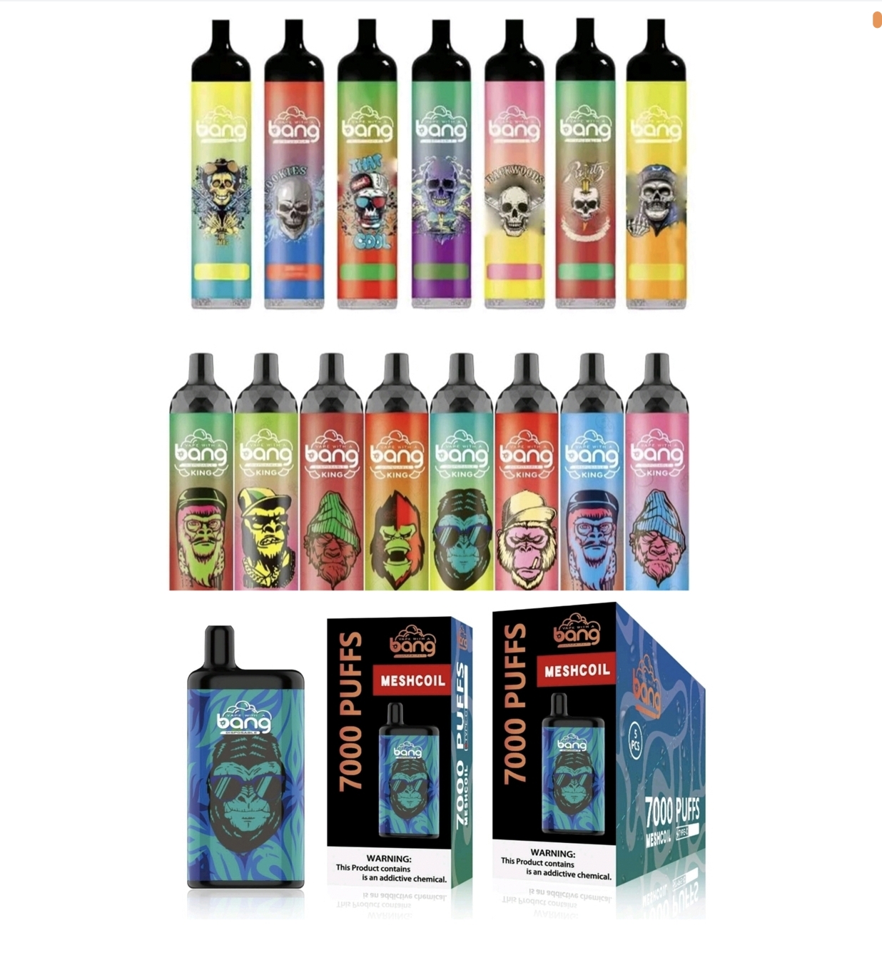 Bang 6000 bang king 6000 Puffs Disposable E cigarettes 850mAh Rechargeable Battery Vaporizer 14ml Pre Filled Mesh Coil Pods Cartridge vape vs puff 7000 elf 5000 1500
Bang 6000 bang king 6000 Puffs Disposable E cigarettes 850mAh Rechargeable Battery Vaporizer 14ml Pre Filled Mesh Coil Pods Cartridge vape vs puff 7000 elf 5000 1500