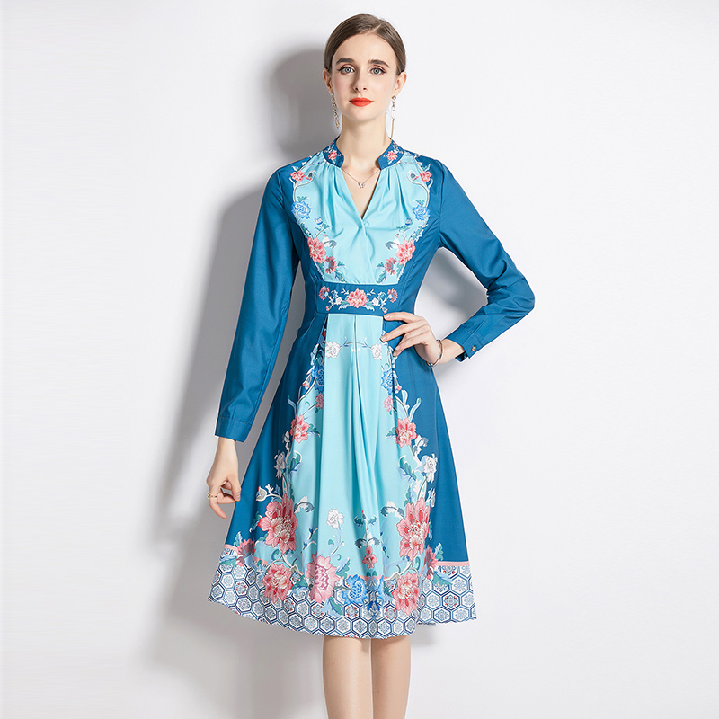 2023 Mock Neck Retro Floral Dresses Long Sleeve Women Designer Robe Vintage Elegant Cafe Party Slim Draped Blue Dress Spring Autumn Ladies Cocktail Prom Frocks
2023 Mock Neck Retro Floral Dresses Long Sleeve Women Designer Robe Vintage Elegant Cafe Party Slim Draped Blue Dress Spring Autumn Ladies Cocktail Prom Frocks