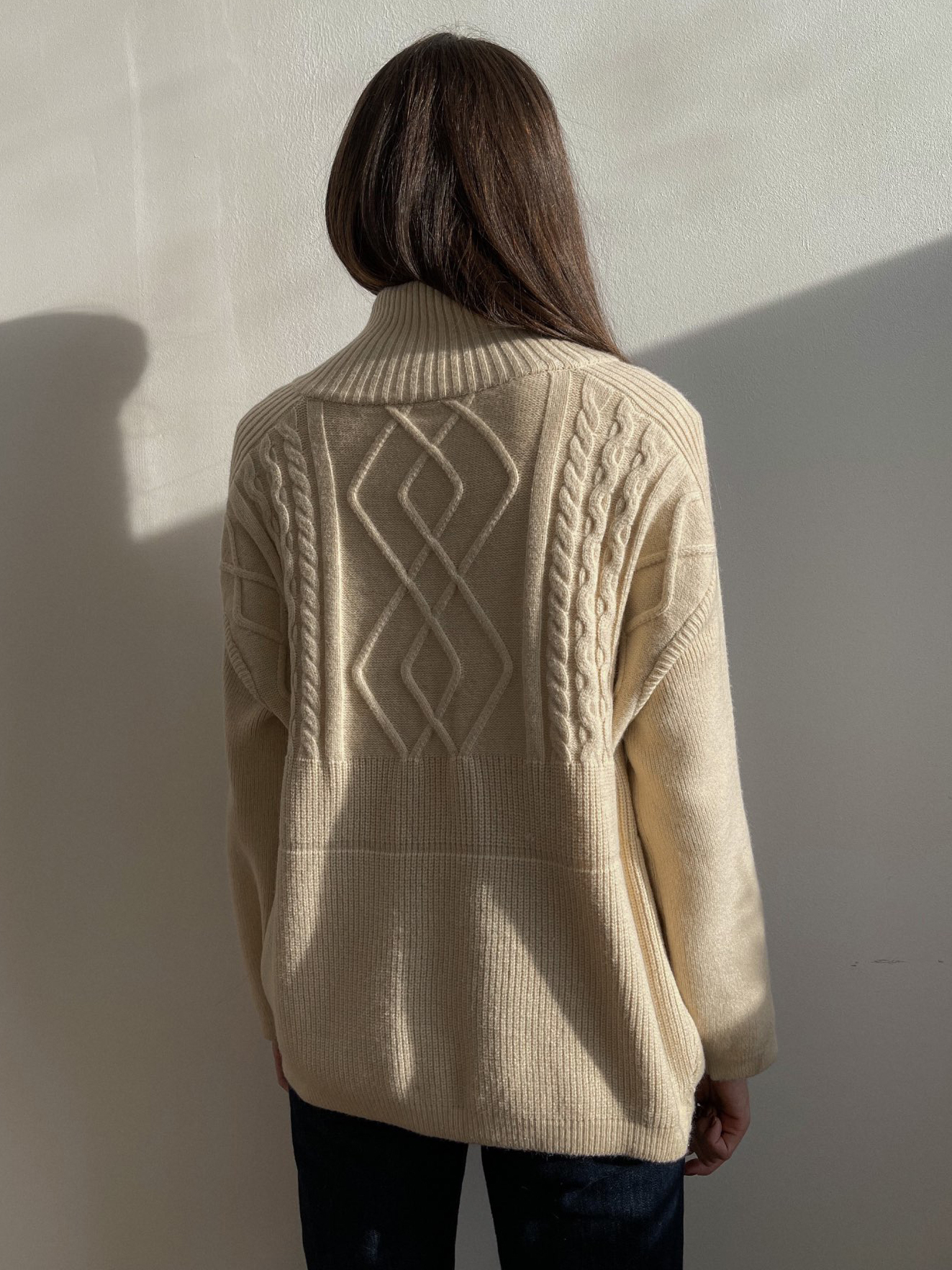 Women's Sweaters Women's Oversized Cable-knit Wool Sweater Thick Warm Knitted Pullover Solid Long Sleeve Turtleneck Zip Up Winter Coat C-148