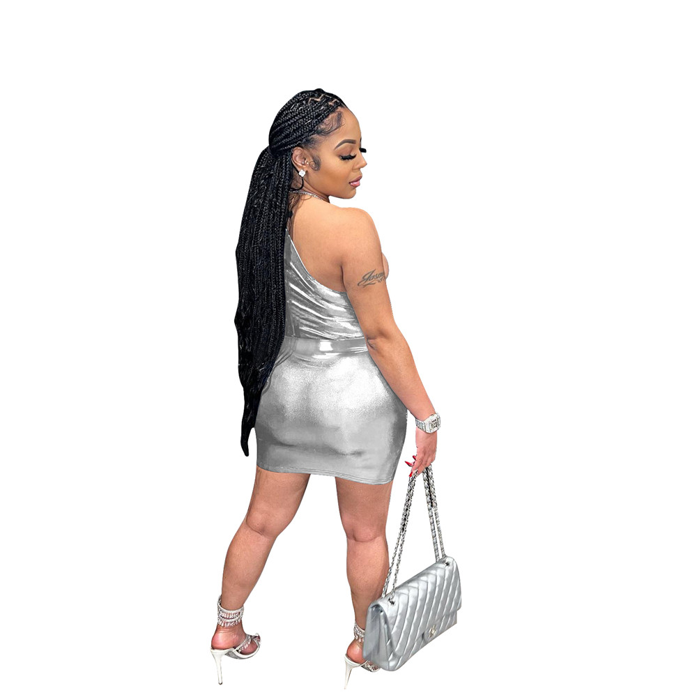 Designer Dress Sets Summer Clothes Women One Shoulder Bodysuits and Bodycon Skirt Two Piece Sets Bright Clothing Bulk Items Wholesale 9302