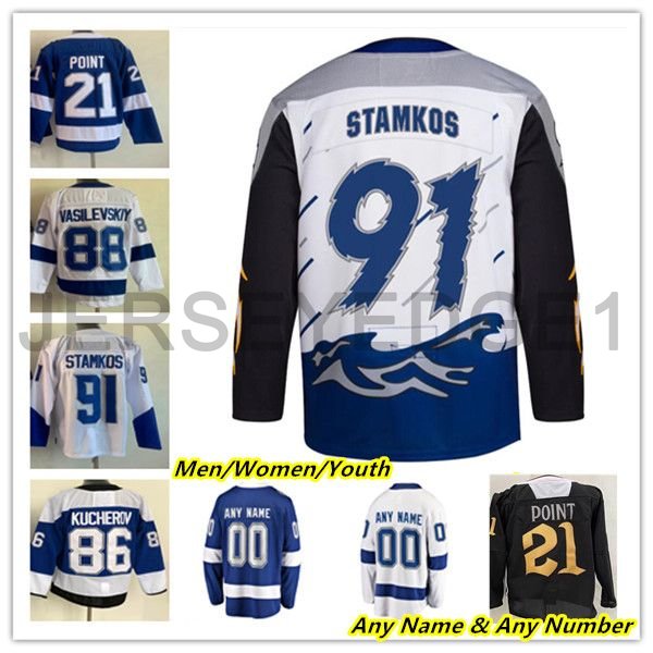 Tampa Bay Reverse Retro Hockey Jerseys Steven Stamkos Nikita Kucherov Mikhail Sergachev Brayden Point Andrei Vasilevskiy Pat Maroon Brian Elliott Ross Colton Cole, Women blue with final patch
Tampa Bay Reverse Retro Hockey Jerseys Steven Stamkos Nikita Kucherov Mikhail Sergachev Brayden Point Andrei Vasilevskiy Pat Maroon Brian Elliott Ross Colton Cole, Women blue with final patch