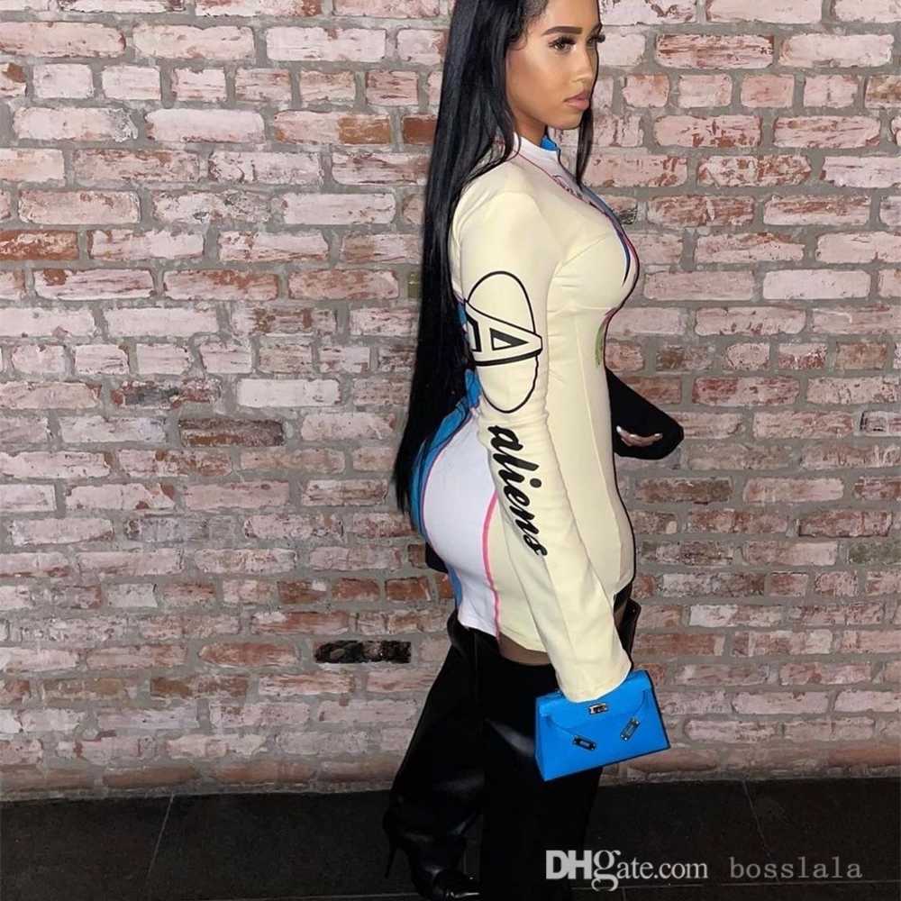 Fashion Dress Womens Clothing New Casual Letter Printed Patchwork Color Contrast Dresses Trend 2023 Spring