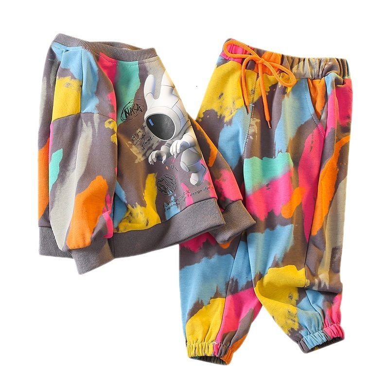 Clothing Sets Toddler Baby Tie Dye Outfits Girls Boys SweatshirtDrawstring Pant Sets 3D Print Children Jogger Set Kids Tracksuit 1-11 Years 230220