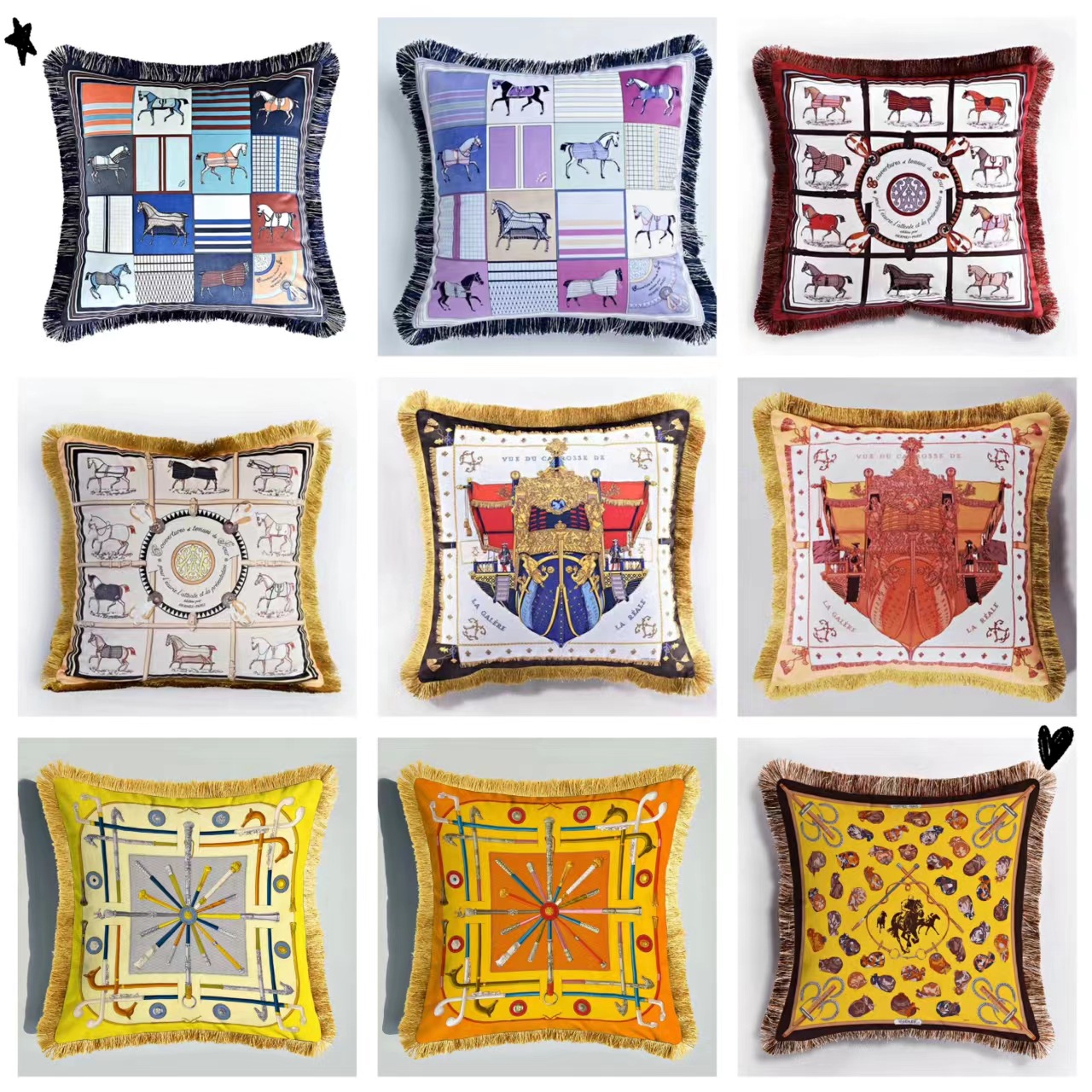 Pillow Case 2026 New Luxury Case Designer Horse Carriage Print Home Pillow Cover 26W0117