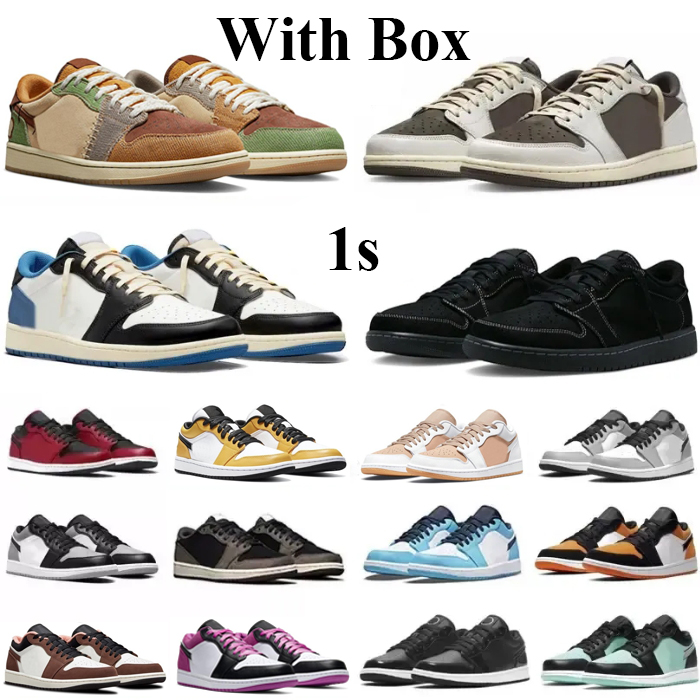 With Box Low 1 Basketball Shoes Mens 1s Voodoo Reverse Dark Mocha Black Fragment White Tan Camo Wolf Grey Men Women Trainer Sports Sneakers Size 36-45