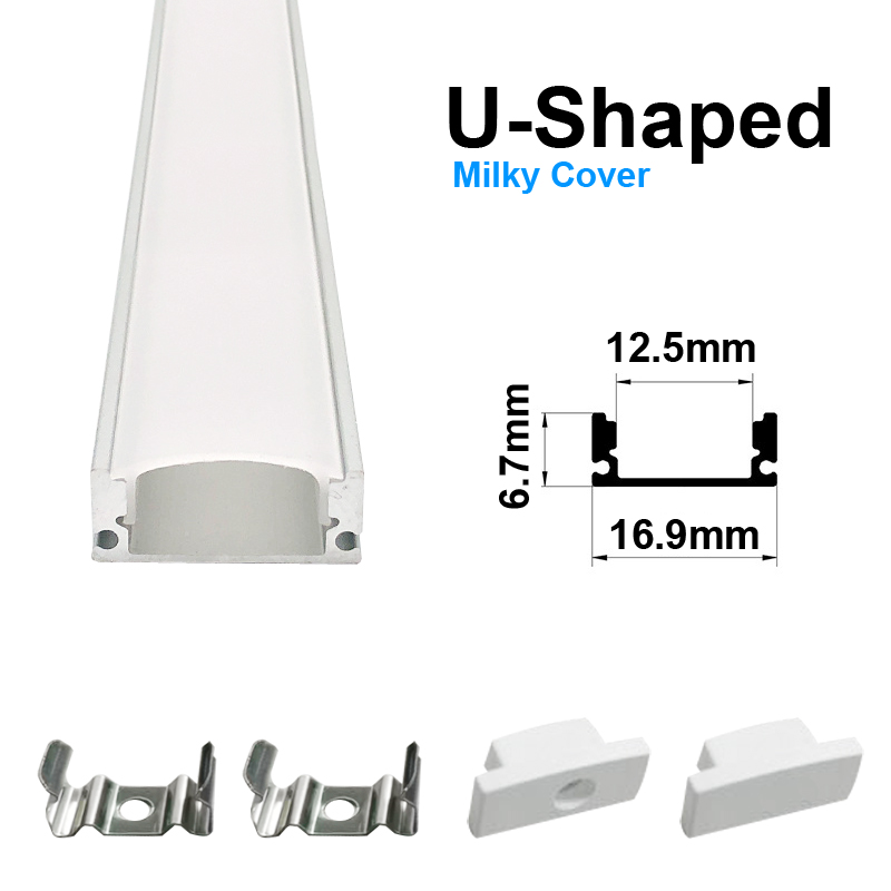 Lighting Accessories LED Aluminum Channel V/U Shape with Milky PC Cover for Strip Lights Installation Easy to Cut Professional Look LED Strip Diffuser