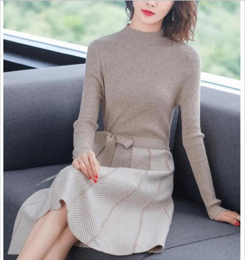Casual Dresses 2023 Women With Thickened High Neck Knit Dress Tn0001
