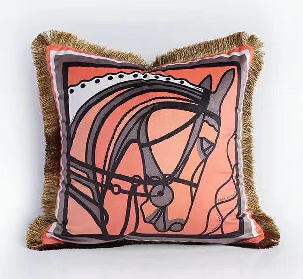 Pillow Case 2026 New Luxury Case Designer Horse Carriage Print Home Pillow Cover 26W0117
