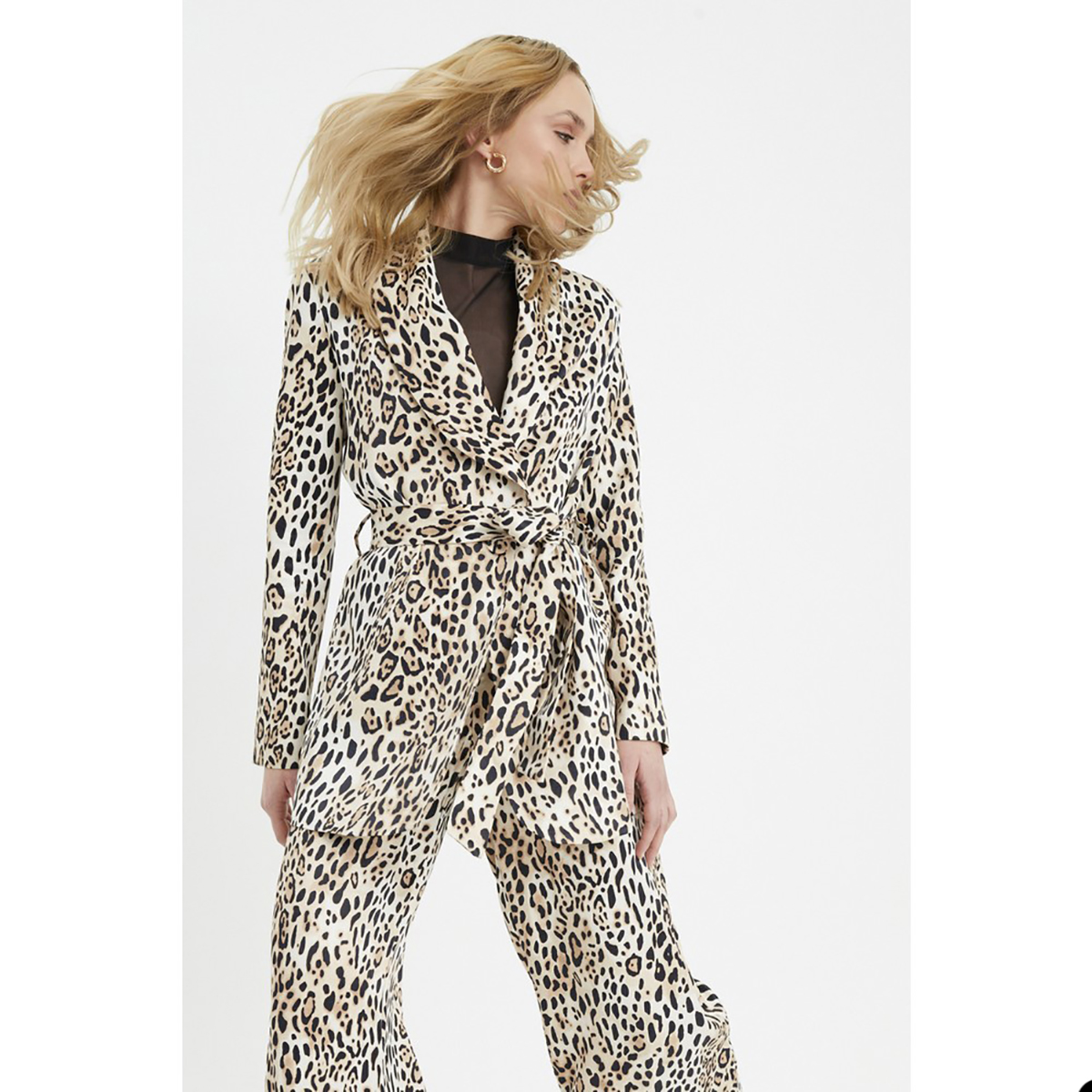 Spring Fashion Leopard Print Women Pants Suits Slim Fit Mother of the Bride Suit Evening Party Blazer Guest Wear 2 Pieces