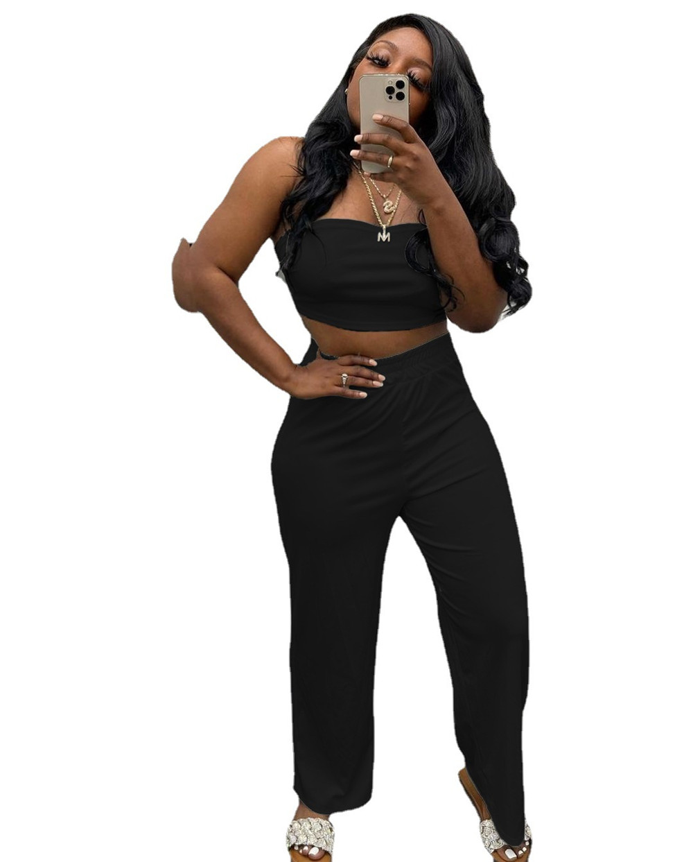Designer Summer Outfits Women Tracksuits Two Piece Sets Fashion Sexy Strapless Tank Top And Pants Matching Sweatsuits Casual Solid Sportswear Wholesal
