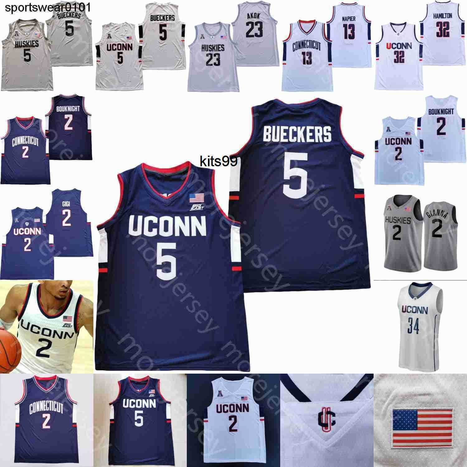 

Connecticut UConn Huskies Basketball Jersey NCAA College Paige Bueckers Tyler Polley Andre Jackson Adama Sanogo Jalen Gaffney R J Cole, Navy iv