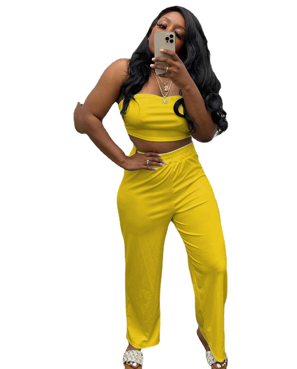 Designer Summer Outfits Women Tracksuits Two Piece Sets Fashion Sexy Strapless Tank Top And Pants Matching Sweatsuits Casual Solid Sportswear Wholesal