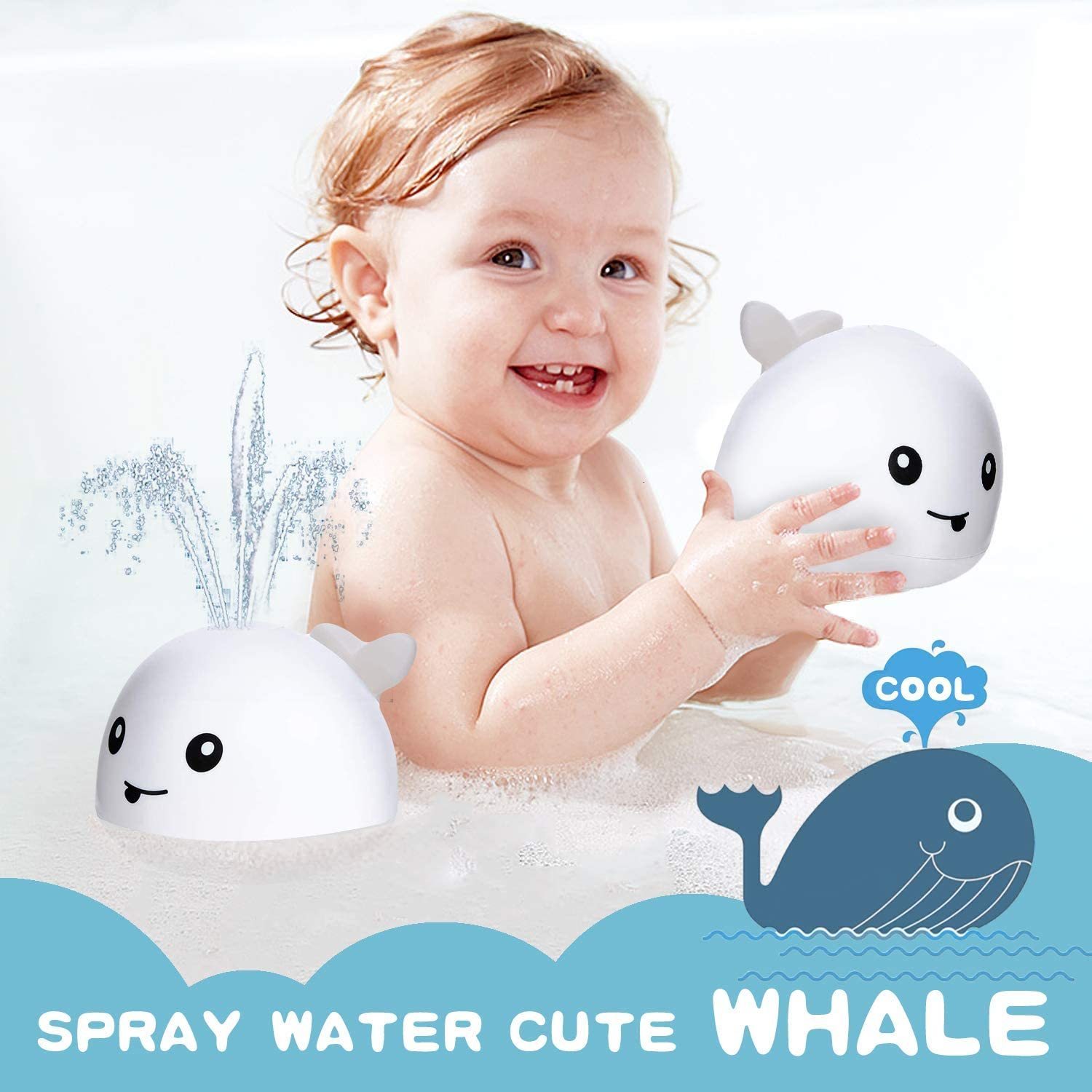 Bath Toys ZHENDUO Baby Bath Toys Whale Automatic Spray Water Bath Toy with LED Light Sprinkler Bathtub Shower Toys for Toddlers Kids Boys 230221