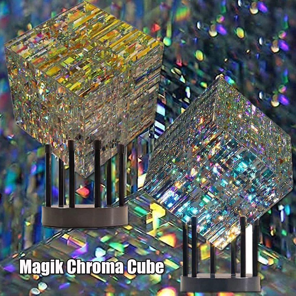 Decorative Objects Figurines Magical Cube Statue Yellow Magik Chroma Cube Sculpture Decoration Resin 230221
