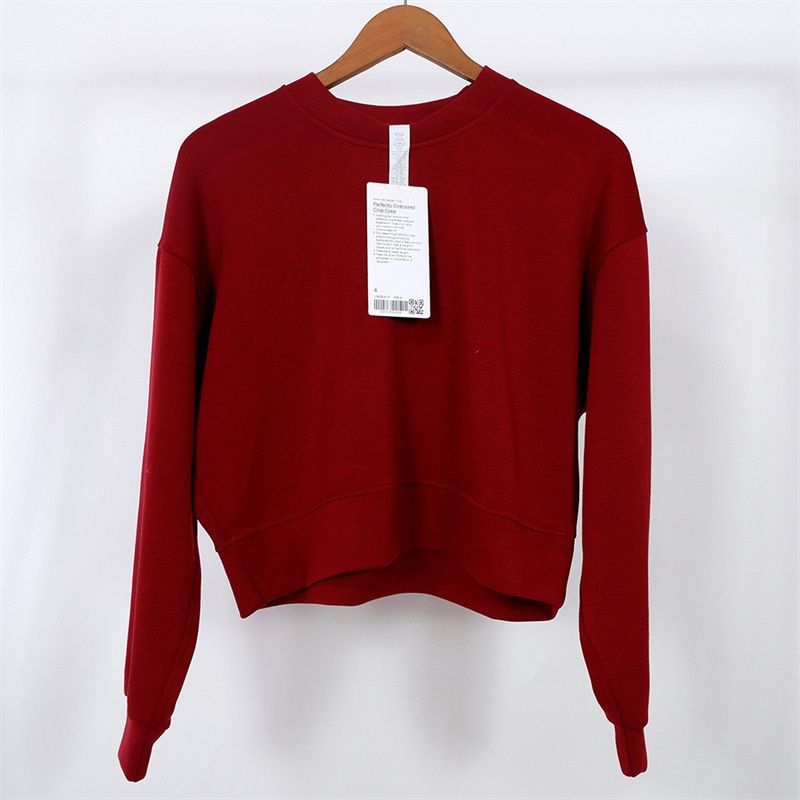 Women Yoga Outfit Sweatshirts Hoodie Loose Long Sleeve Crop Top Fitness Workout High Elasticity Crew Neck Gym Sweatshirts