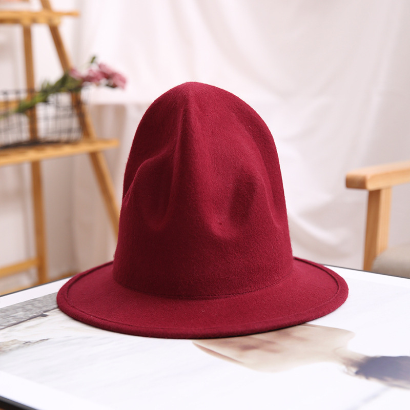 Wide Brim Hats Bucket pharrell hat felt fedora for woman men s black top Male 100 Australia Wool Cap 230221 - view 5