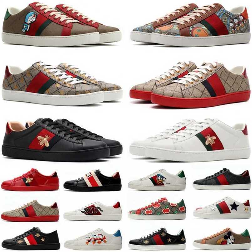 Luxury Designer Shoes Mens Womens Cartoons Casual Shoe Bee Ace Genuine Leather Tiger Snake Embroidery Stripes Classic Men SneakersA93B