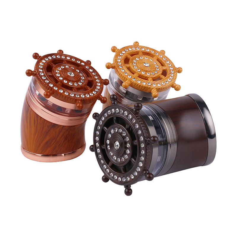 Rudder Diamond Metal Herb Grinders Tobacco Grinder 4-Pieces Hand Grinding Shredder Crusher Bend Style With Display Packing New Arriving
Rudder Diamond Metal Herb Grinders Tobacco Grinder 4-Pieces Hand Grinding Shredder Crusher Bend Style With Display Packing New Arriving