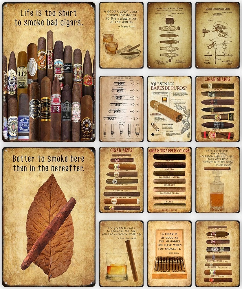 Cigars Vintage Metal Posters Whiskey Retro Tin Signs Bar Cafe Wall Art Decorative Plaque Modern Home Living Room Decor Aesthetic 20x30cm Wo3
Cigars Vintage Metal Posters Whiskey Retro Tin Signs Bar Cafe Wall Art Decorative Plaque Modern Home Living Room Decor Aesthetic 20x30cm Wo3