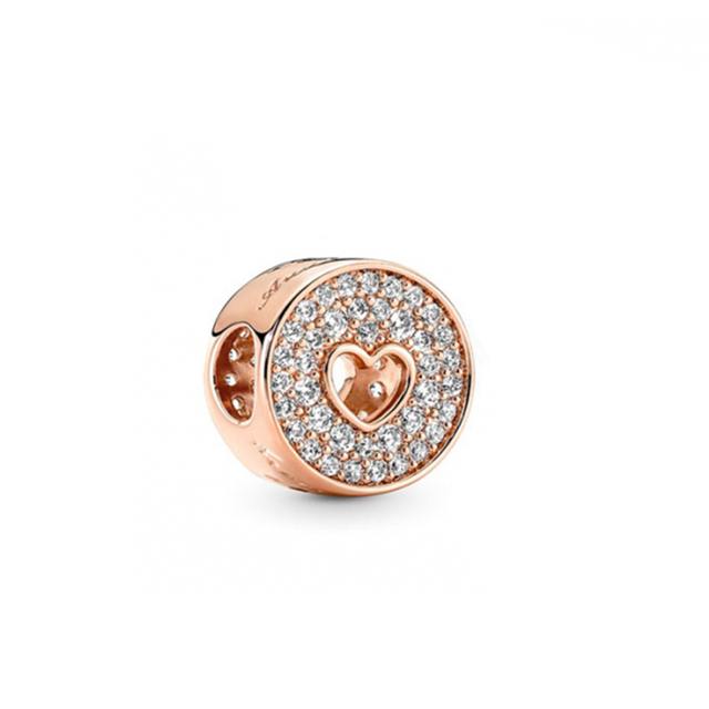 Real 925 Sterling Silver Heart-Shaped Round Charm Fashion Simple Beads Free Wholesale Shipping