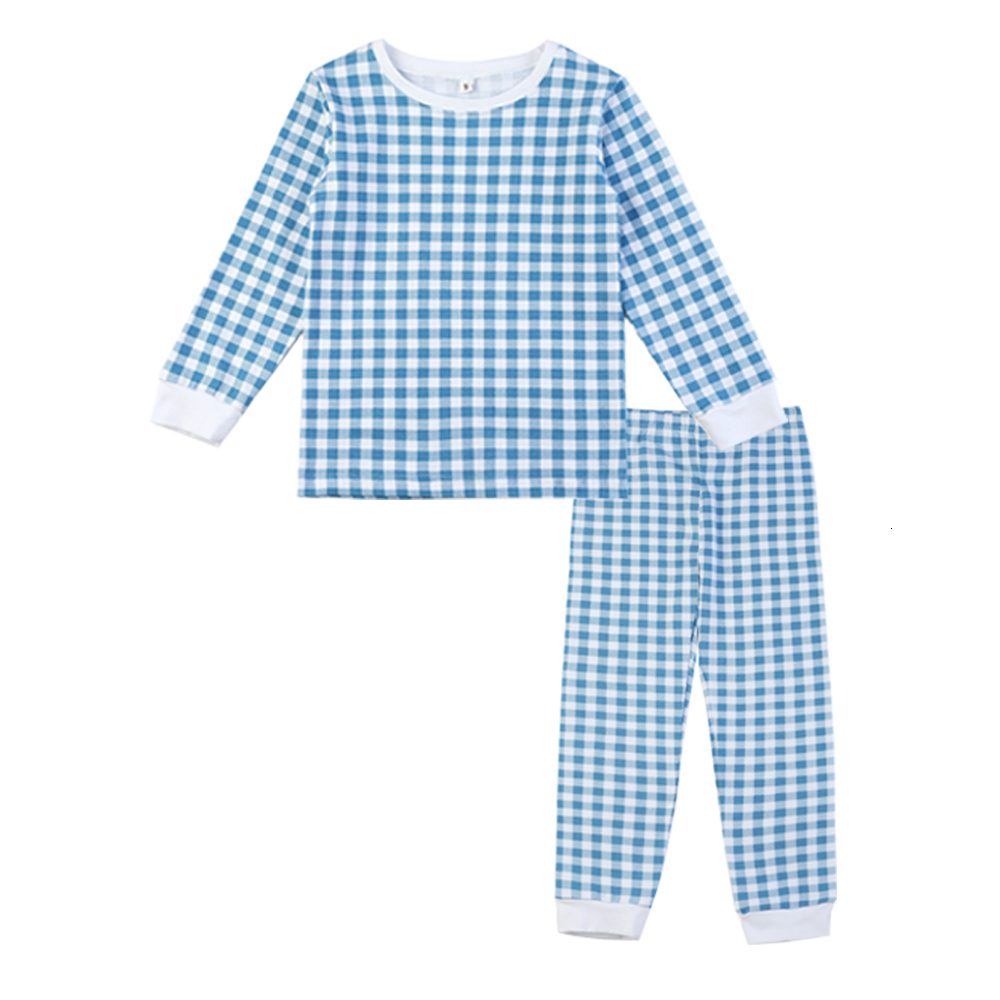 Pajamas 95% Cotton Boys And Girls Two Piece Long Set Lemon Frill Checked Kids Clothing Easter Pyjamas 230222