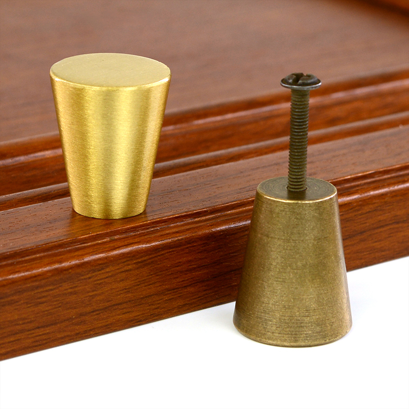 Brass Solid Drawer Knob Furniture Hardware Wardrobe Cabinet Shoe Door Single Hole Handle Round Cone Pull