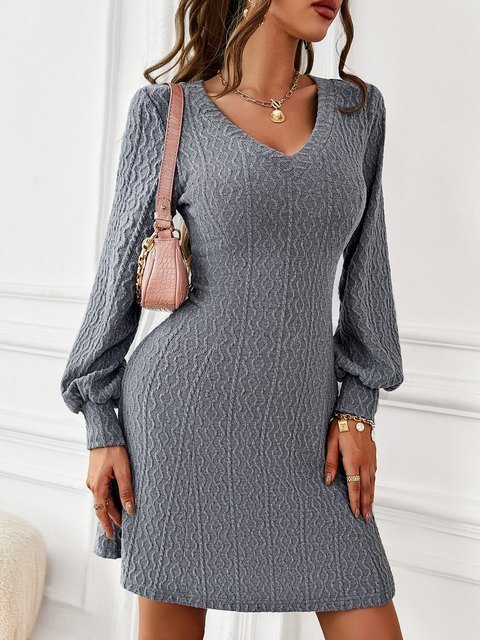Casual Dresses Fashionabe V Neck Sexy High Waist Dress Women Autumn Winter Long Sleeve Solid Color Warm Elegant Dress 230222