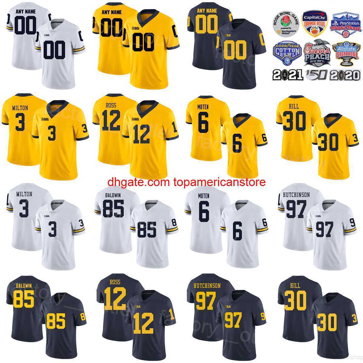 NCAA Michigan Wolverines College Football 97 Aidan Hutchinson Jersey 3 Joe Milton 85 Daylen Baldwin 12 Josh Ross 30 Daxton Hill 6 RJ Moten Team Navy Blue White Yellow
NCAA Michigan Wolverines College Football 97 Aidan Hutchinson Jersey 3 Joe Milton 85 Daylen Baldwin 12 Josh Ross 30 Daxton Hill 6 RJ Moten Team Navy Blue White Yellow