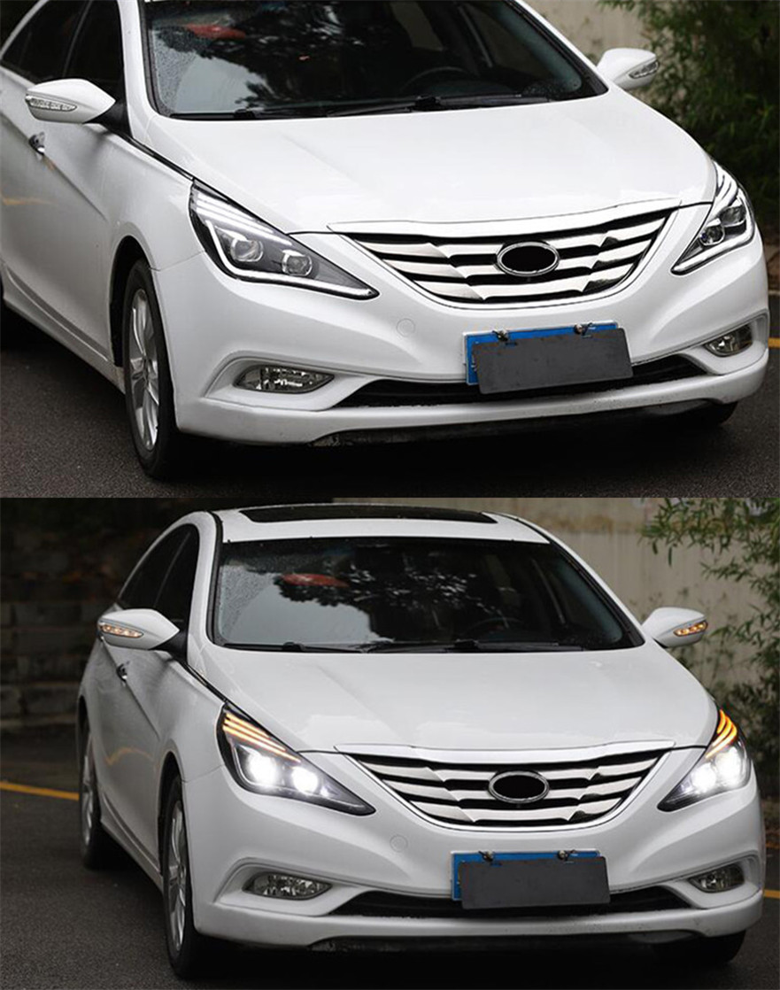 LED Head Light Parts For Sonata 8 Front Headlights Replacement 20 11-20 14 DRL Daytime light Bi-Xenon Light