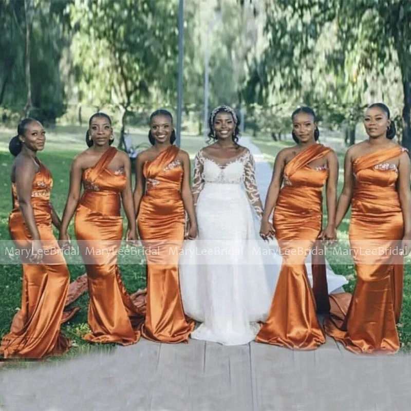 Orange One Shoulder Mermaid Bridesmaid Dresses Long 2023 Shiny Satin Women Formal Wedding Party Dress Maid Of Honor Gown vestido GJ0222
Orange One Shoulder Mermaid Bridesmaid Dresses Long 2023 Shiny Satin Women Formal Wedding Party Dress Maid Of Honor Gown vestido GJ0222