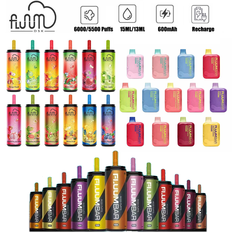 Authentic Fluum Bar Disposable Battery E cigarettes 6000 Puffs 5500 Puff Vape Pen 15ml Pre-filled Mesh Coil Pods Cartridge 600mAh Rechargeable Vaporizer Kit
Authentic Fluum Bar Disposable Battery E cigarettes 6000 Puffs 5500 Puff Vape Pen 15ml Pre-filled Mesh Coil Pods Cartridge 600mAh Rechargeable Vaporizer Kit