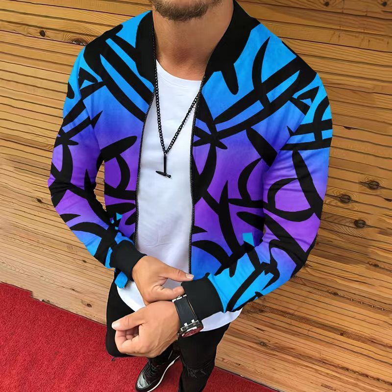 Mens Jackets Spring Autumn Fashion Slim Letter Printing Coat Clothing Casual ONeck Zipper 230222