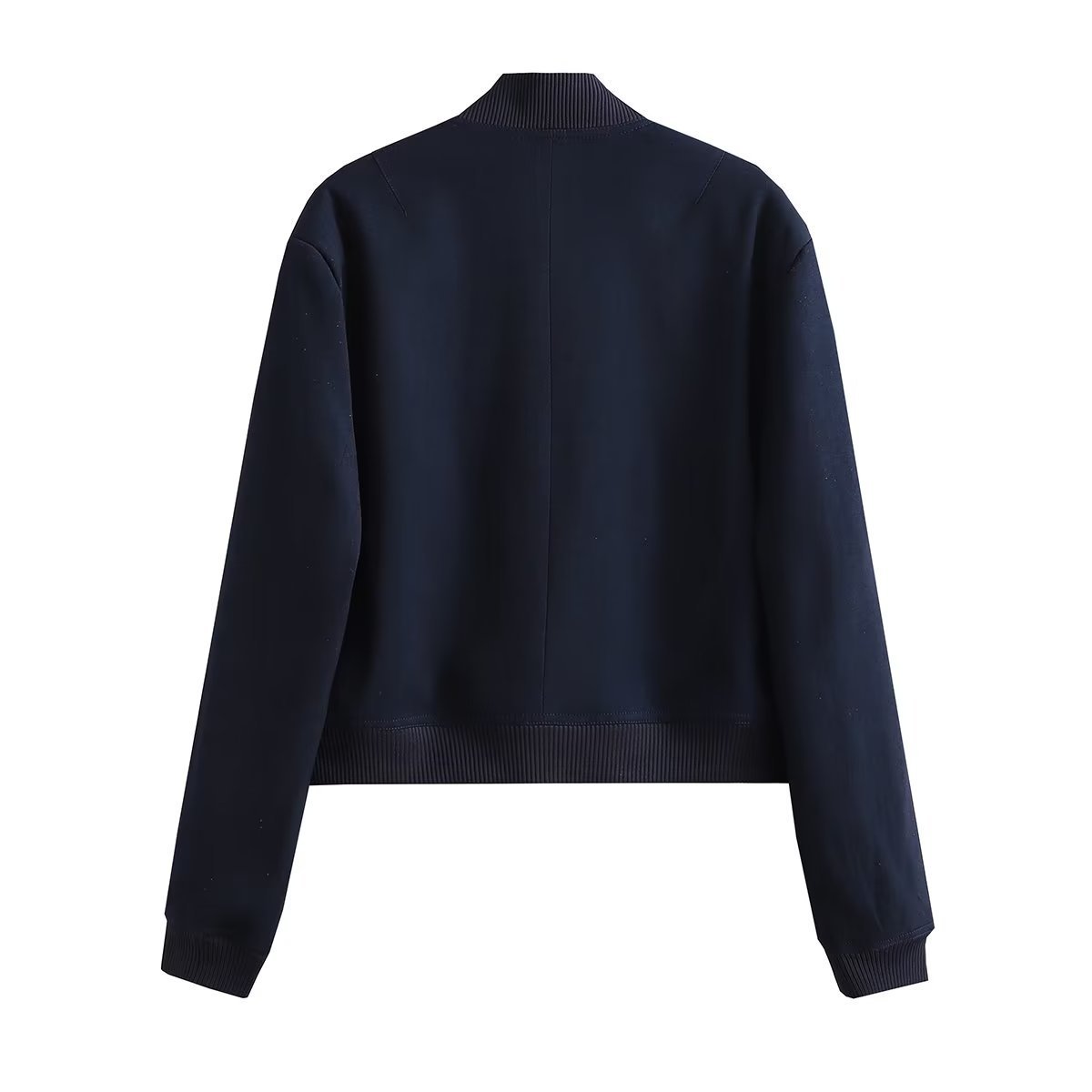 Womens Jackets Dark Blue Cropped Women Long Sleeves Big Pockets Chic Lady High Street Casual Coats Top Female 230222