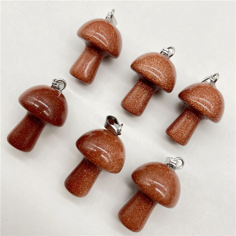 2cm Natural Stone Mushroom Shape Charms Quartz Crystal Pendant Necklace Rose Quartz Tiger Eye DIY Jewelry Making Necklaces Earrings Accessories bulk