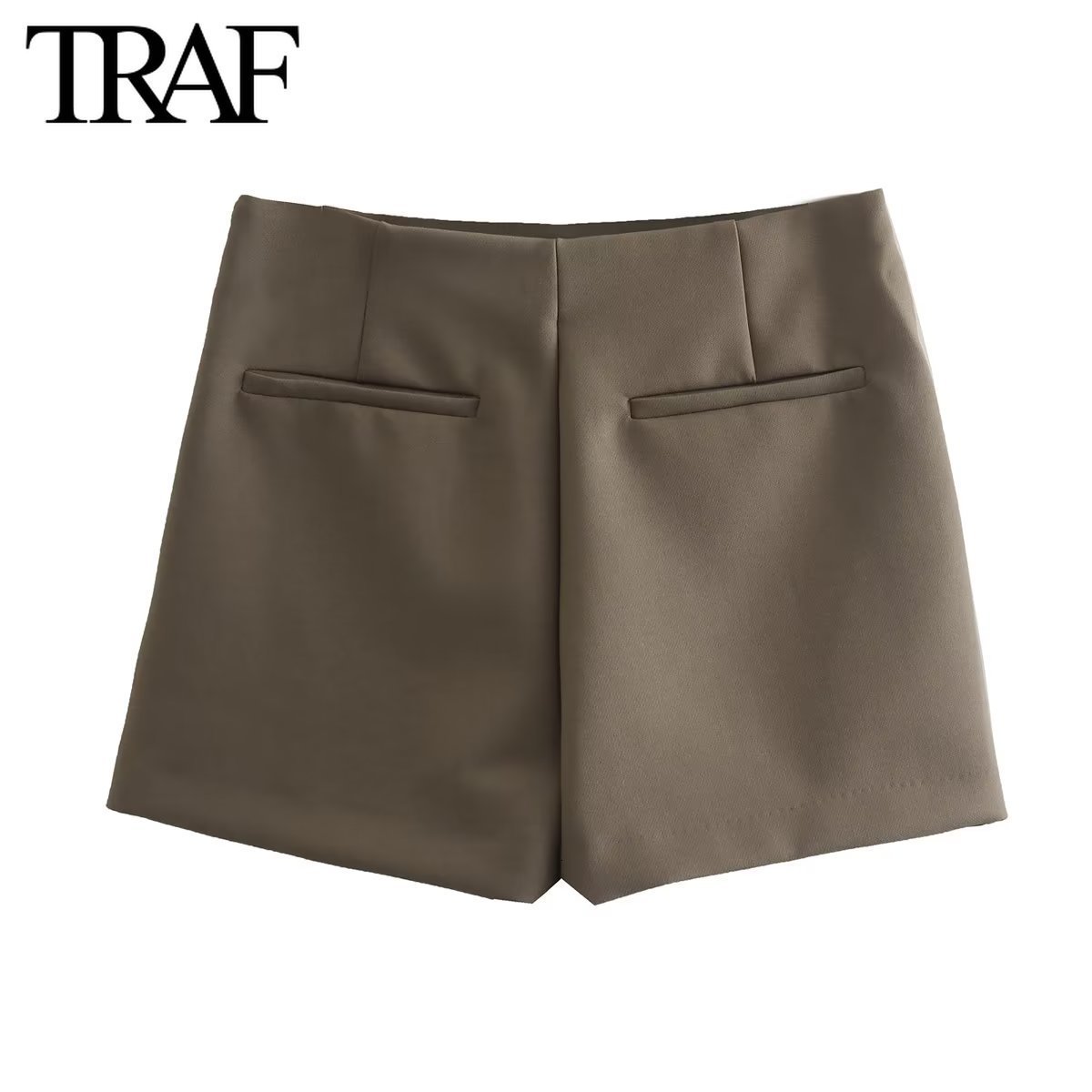 Women's Shorts TRAF Women Fashion Asymmetrical Aline Culottes Side Zip Chic Female High Waist Wide Leg Harajuku Mujer 230222