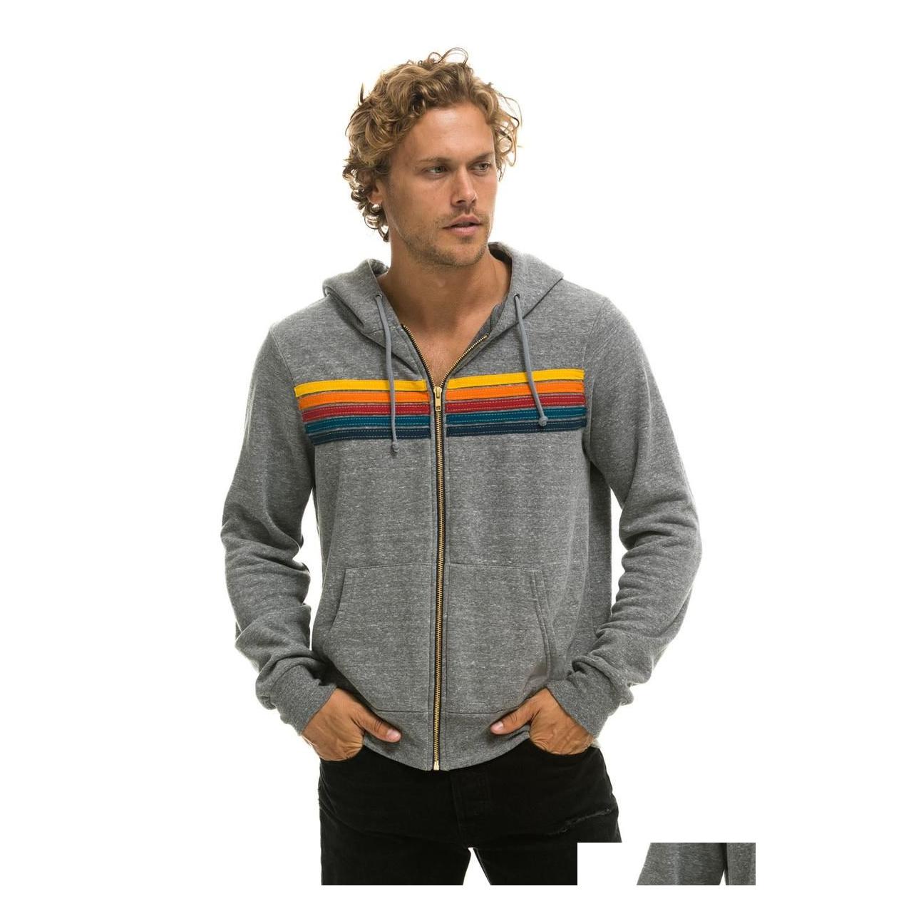Men' Hoodies Sweatshirts Mens Rainbow Stripe Splicing Long Sleeve Sweatshirt Zipper Pocket Coat Spring Autumn Casual Slim Fashion Dhhuc, Blue
Men' Hoodies Sweatshirts Mens Rainbow Stripe Splicing Long Sleeve Sweatshirt Zipper Pocket Coat Spring Autumn Casual Slim Fashion Dhhuc, Blue