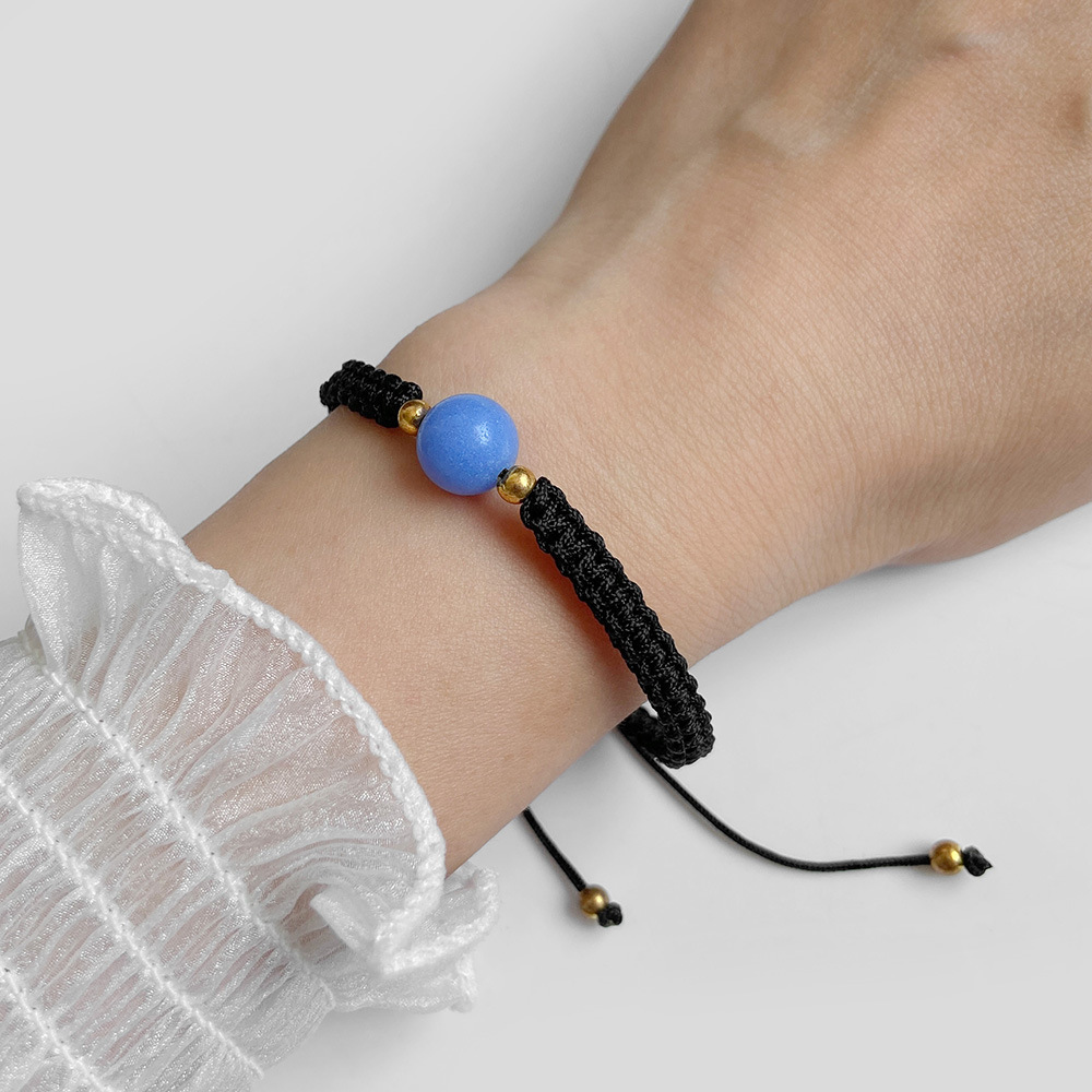 Luminous Stone Hand Woven Adjustable Bracelet Red Black String Rope Braided Friendship Bracelets for Women Men Jewelry