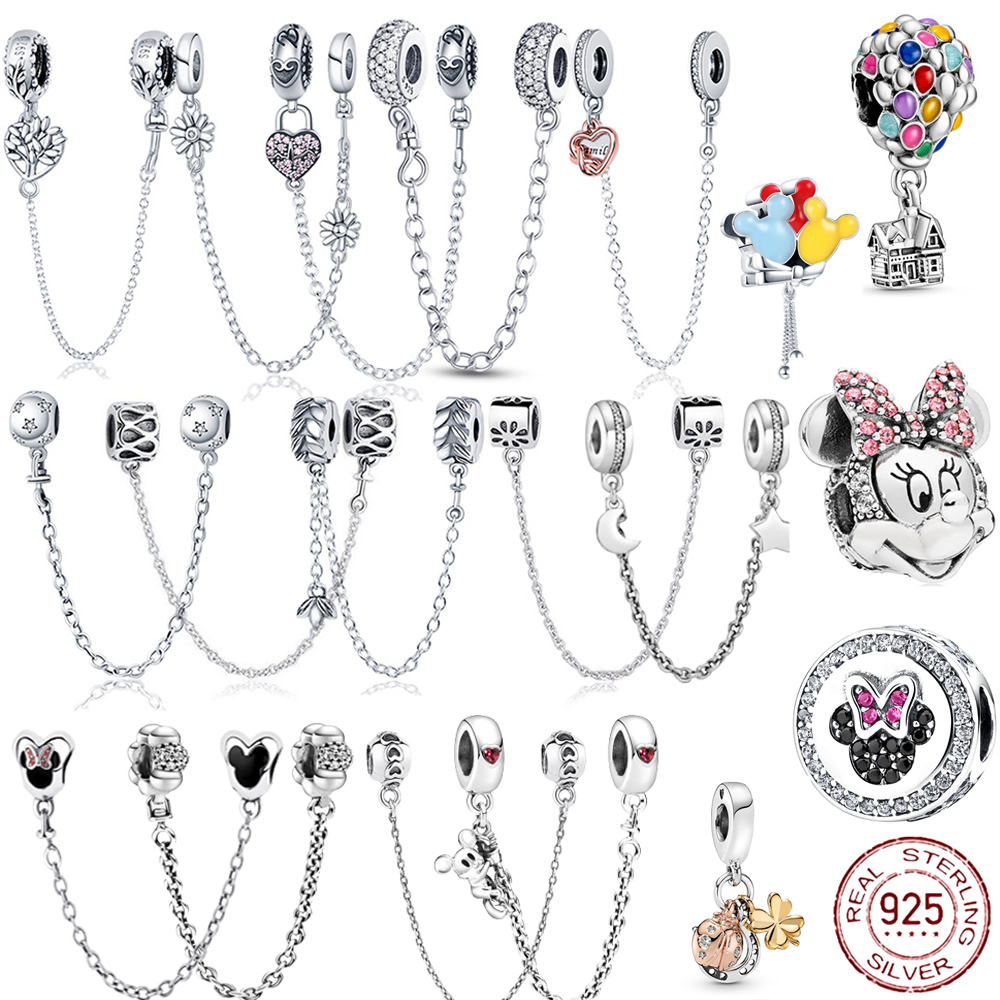 925 Pounds Silver New Fashion Charm 925 Women's Sterling Silver Safety Chain, Balloon Beads, Classic Series, Compatible with The Original Pandora Bracelet