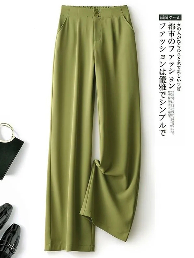 Women's Pants Capris JMPRS Fashion Loose Office Lady Wide Leg Pants Casual Korean Women Elastic High Waist Straight Trousers Summer Suit Pants 23