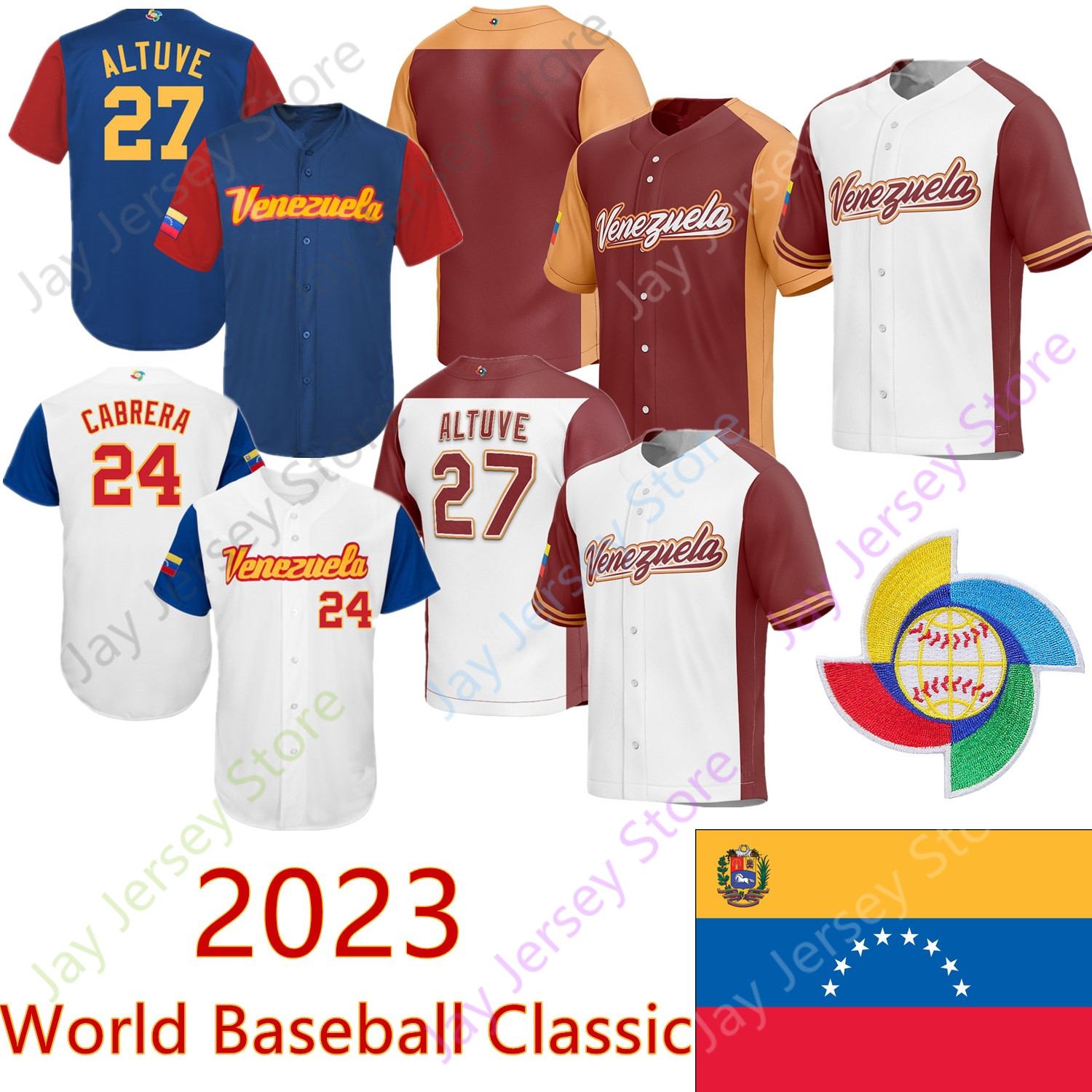 2023 Team Venezuela Baseball Jersey World Classic Jose Altuve Miguel Cabrera Ronald Acuna Jr. Suarez Arraez Rojas Escobar Gimenez Rengifo Suarez Torres Peralta, 2023 burgundy
2023 Team Venezuela Baseball Jersey World Classic Jose Altuve Miguel Cabrera Ronald Acuna Jr. Suarez Arraez Rojas Escobar Gimenez Rengifo Suarez Torres Peralta, 2023 burgundy
