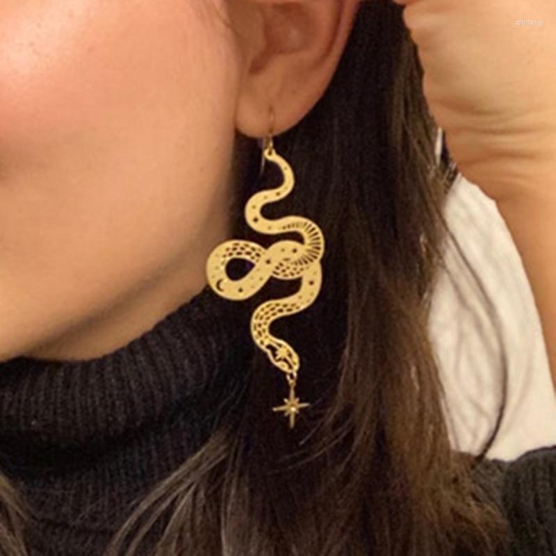 Dangle Earrings Gold Snake Fashion Creative Jewelry Gift For Her Plated Stars Brass Charms Boho