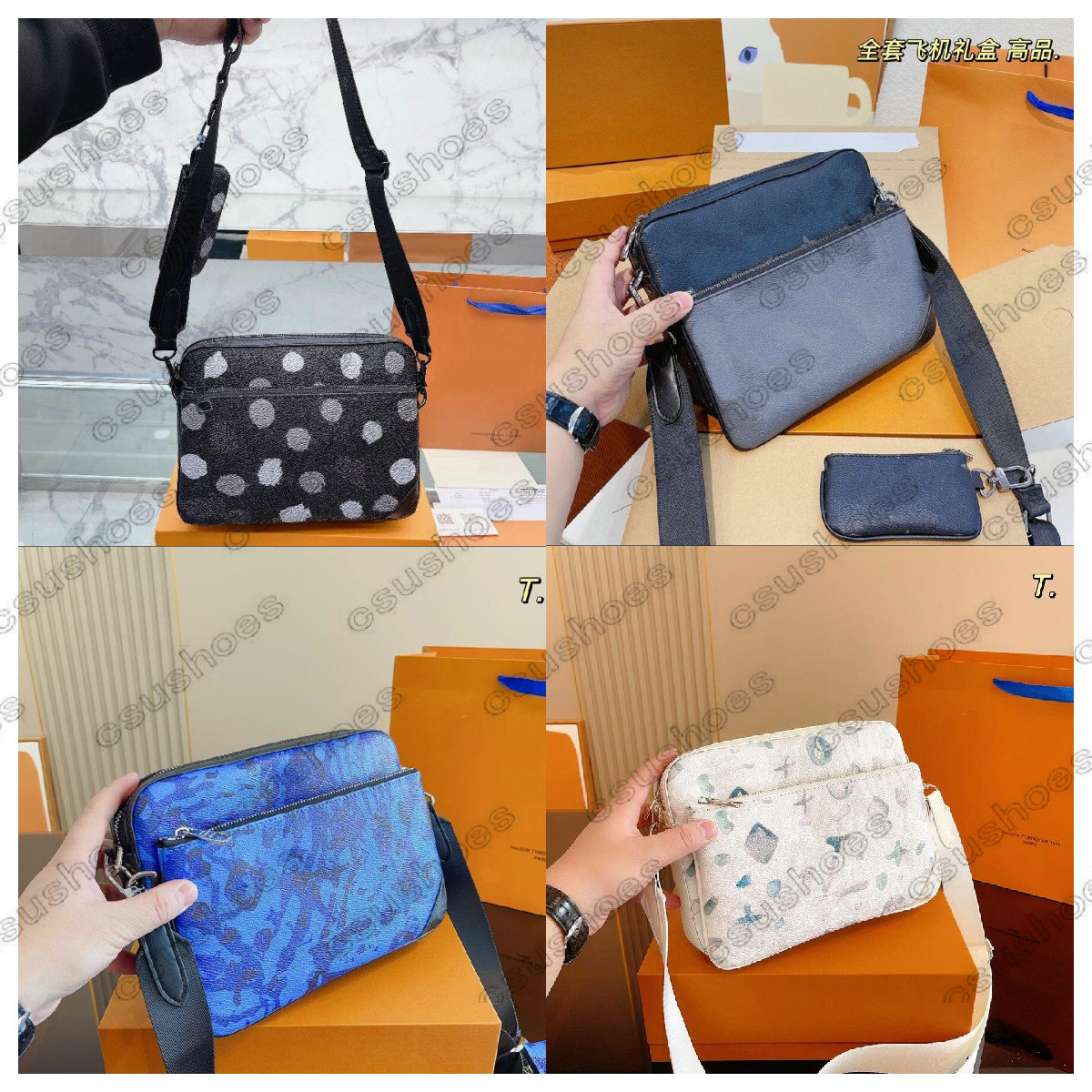 Mens Trio Messenger Bag 23ss X Yayoi Kusama 3 in 1 bags PAINTED DOTS Luxurys Designers Crossbody Shoulder Bag Handle Purse Wallets DUO 3pcs sets M69443 M45320 M46266, No bag
Mens Trio Messenger Bag 23ss X Yayoi Kusama 3 in 1 bags PAINTED DOTS Luxurys Designers Crossbody Shoulder Bag Handle Purse Wallets DUO 3pcs sets M69443 M45320 M46266, No bag