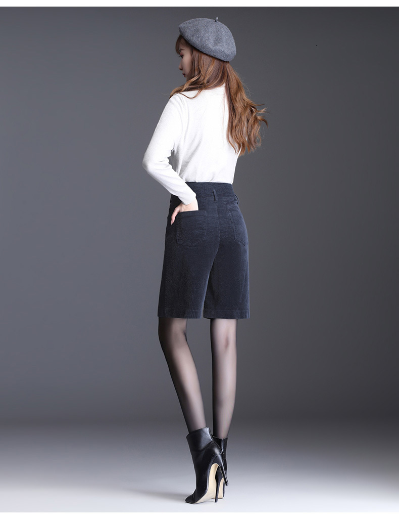 Women's Shorts Winter Fall Casual Fashion Women High Waisted Black Blue Corduroy Woman 4xl Wide Leg 230222
