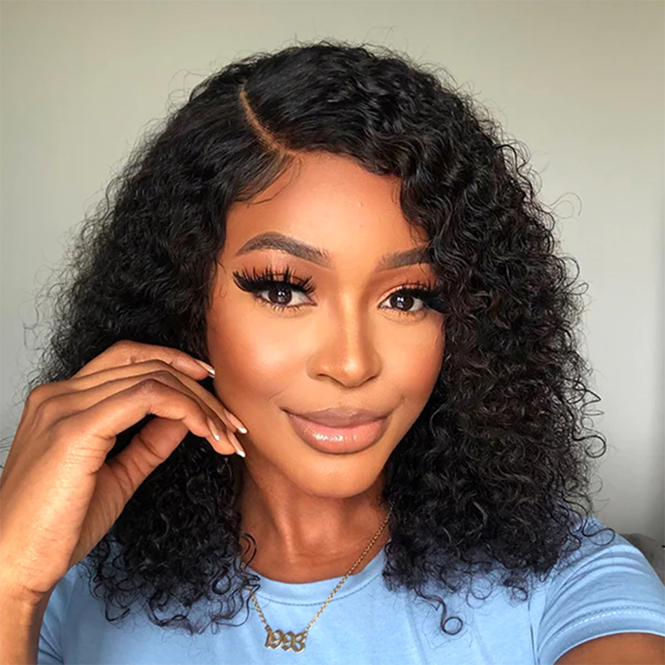 Curly Short Bob Human Hair Wigs Lace Frontal Closure Water Wave Wig Glueless 5x1 T Part Brazilian Remy Wigs For Women Unice, Black
Curly Short Bob Human Hair Wigs Lace Frontal Closure Water Wave Wig Glueless 5x1 T Part Brazilian Remy Wigs For Women Unice, Black