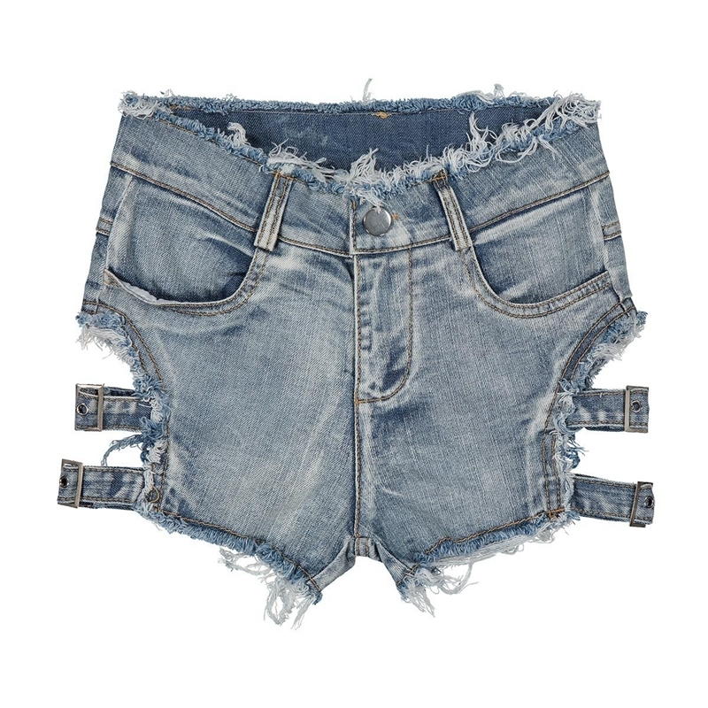 Women's Shorts Sexy Hole Summer High Waist Distressed Denim Women Black Ripped Booty Vintage Punk Jeans pants 230222