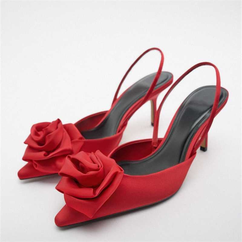 Sandals TRAF 2022 Womens Flower Slingbacks Pumps Pointed toe Weddings Bridal High Heels Red Thin Heel Sandals Ladies Elegant Heeled Shoe J230222
Sandals TRAF 2022 Womens Flower Slingbacks Pumps Pointed toe Weddings Bridal High Heels Red Thin Heel Sandals Ladies Elegant Heeled Shoe J230222