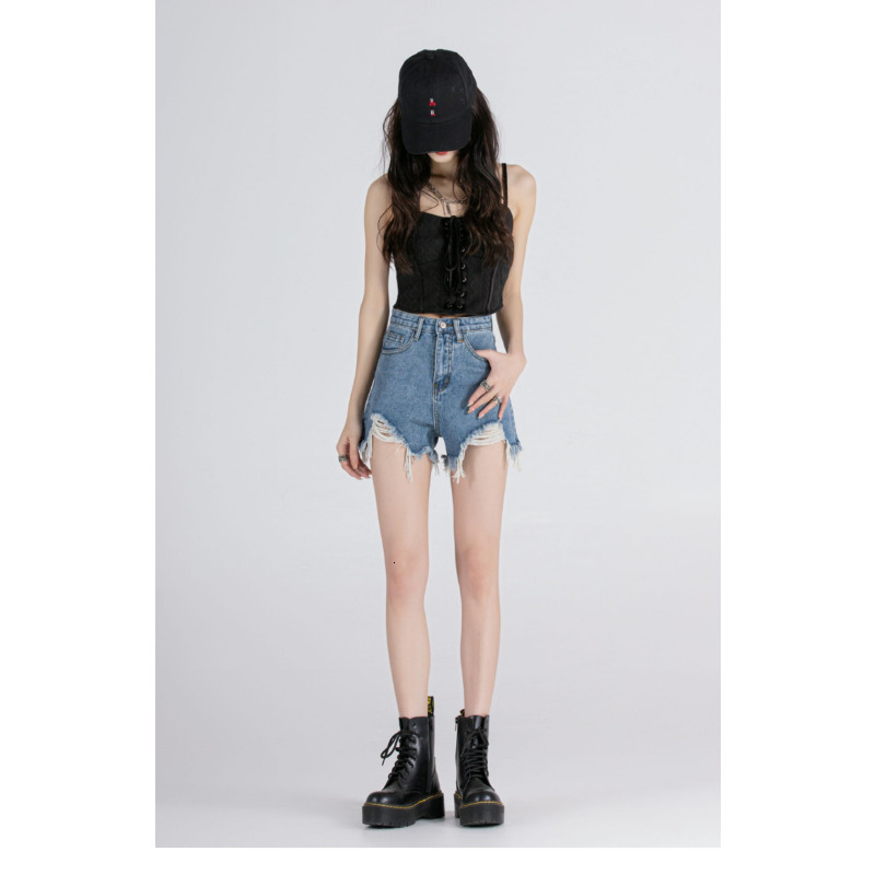 Women's Shorts Sweet and Spicy High Waist Denim Summer Spice Girl Aline Pants Net Red Show Thin Loose Wide Leg 230222