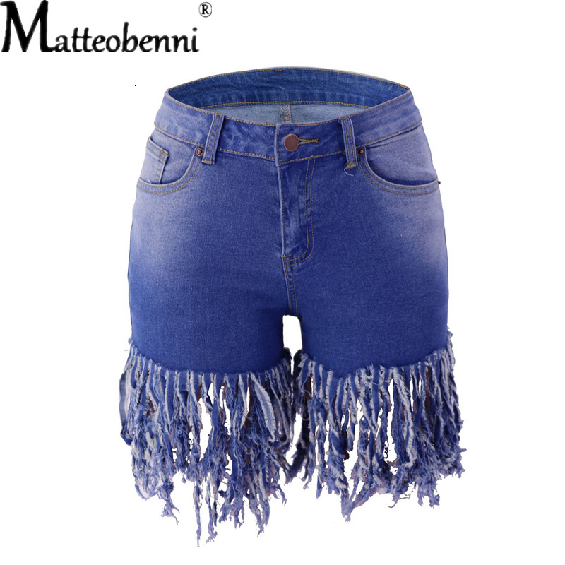 Women's Shorts Oversize Tassel Elastic High Waist Jeans Women Summer Mini Short With Fringes Vintage Denim Biker 230222
