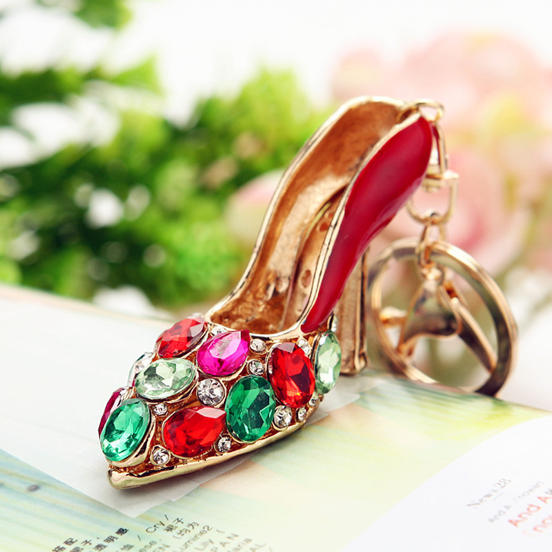 Elegant Ladies' Metal Keychain with Sparkling Diamond Accents - Ideal for Car Keys & Shoe Decoration