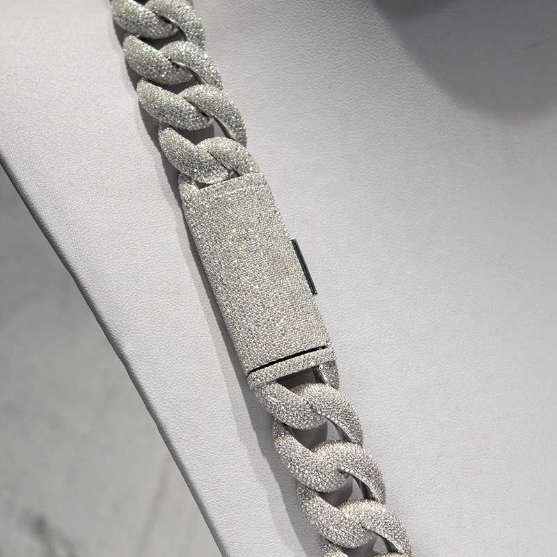 20mm Moissanite Iced Out Diamond Cuban Chain 925 Sterling Silver Necklace Miami Cuban Link Chain